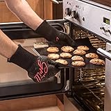 Grillhandschuhe Ofenhandschuhe - Hitzefeste BBQ Handschuhe von Hans Grill Topfhandschuhe Professionelle Zertifizierte Küchenhandschuhe 500°C 923°F 1 Paar - 4