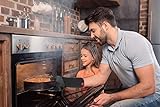 Grillhandschuhe Premium Ofenhandschuhe 36cm Extra Lang, Hitzebeständig Bis Zu 800 °C mit kostenlosem Fleischthermometer (1 Paar, 3tlg), EN407 Zertifizierte Feuerfeste Handschuhe Für Männer Und Frauen - 5
