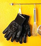 Viktorius Grillhandschuhe hitzebeständig bis 500°C Premium Ofenhandschuhe Extra Lang | BBQ Handschuhe Inklusive Grillzange - 5