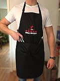 Grillschürze für Männer und Frauen von STAR-BBQ in Schwarz mit verstellbarem Nackenband - 