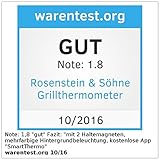 Rosenstein & Söhne Grillthermometer m. Bluetooth, Android- & iOS-App, 2 Temperatur-Fühler - 