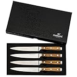 4er-Set makami Premium Steakmesser mit glatter Klinge und Griff aus Palisanderholz in Geschenkverpackung - 